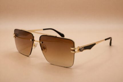BROWN GOLDEN METAL SUNGLASSES