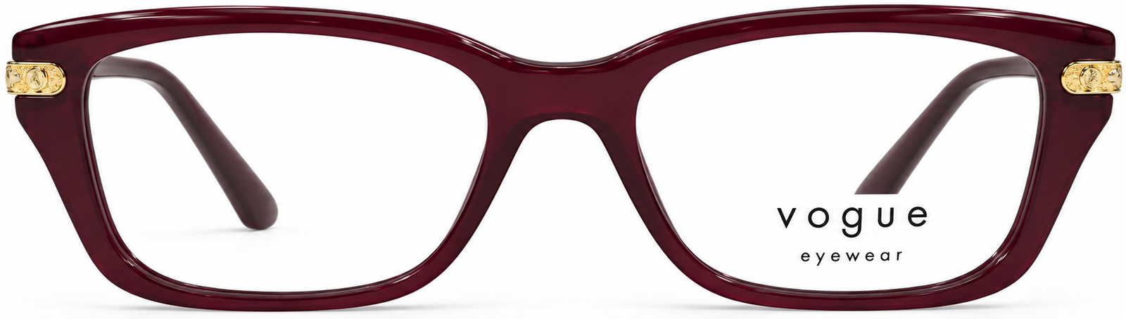 Burgundy Cat-Eye Glasses with Gold Accents