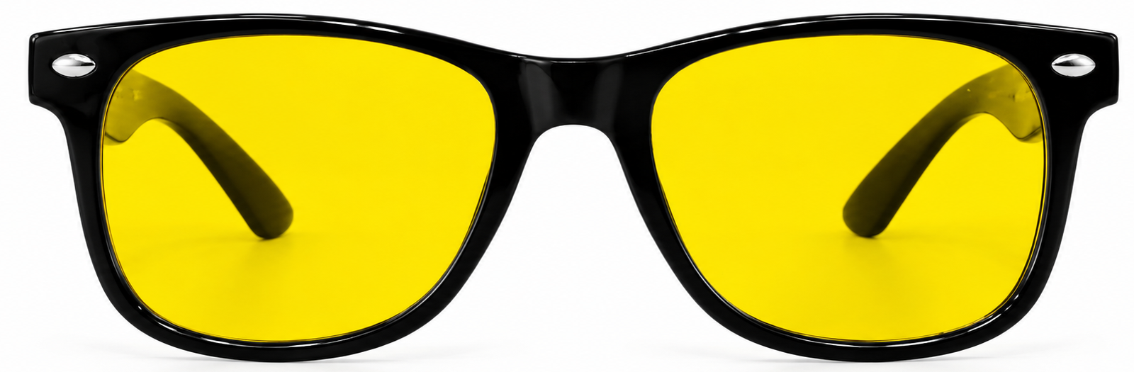 Glossy Black Sunglasses with Yellow Lenses
