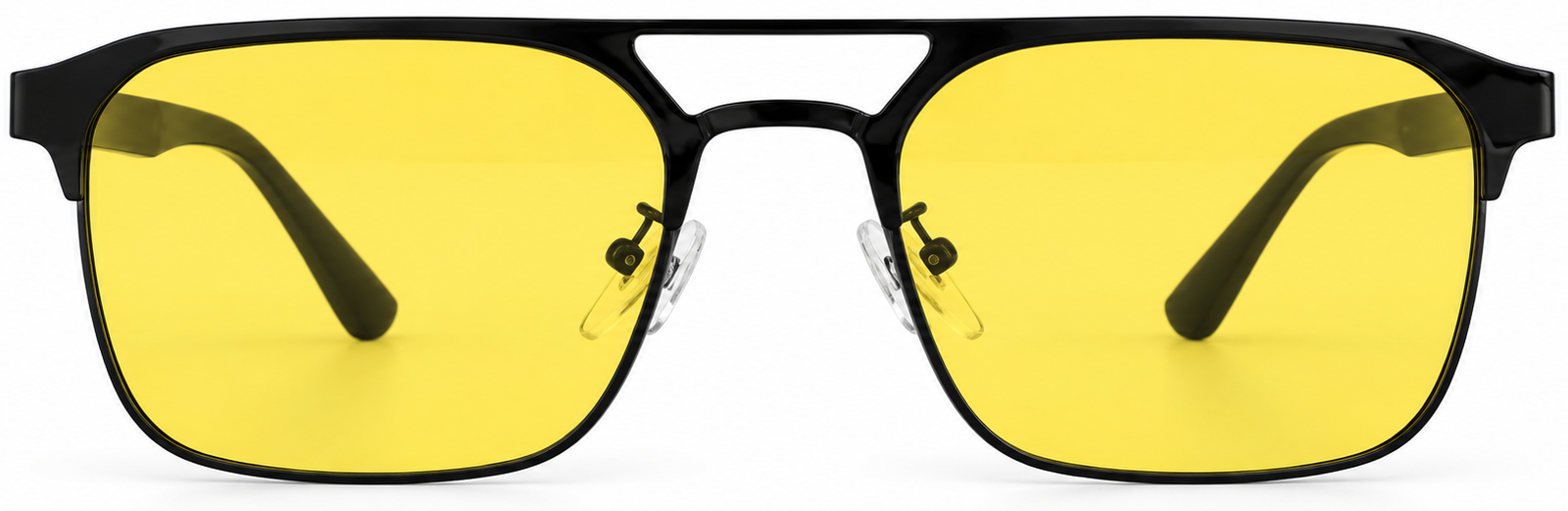 Modern Black-Frame Yellow Aviator Sunglasses