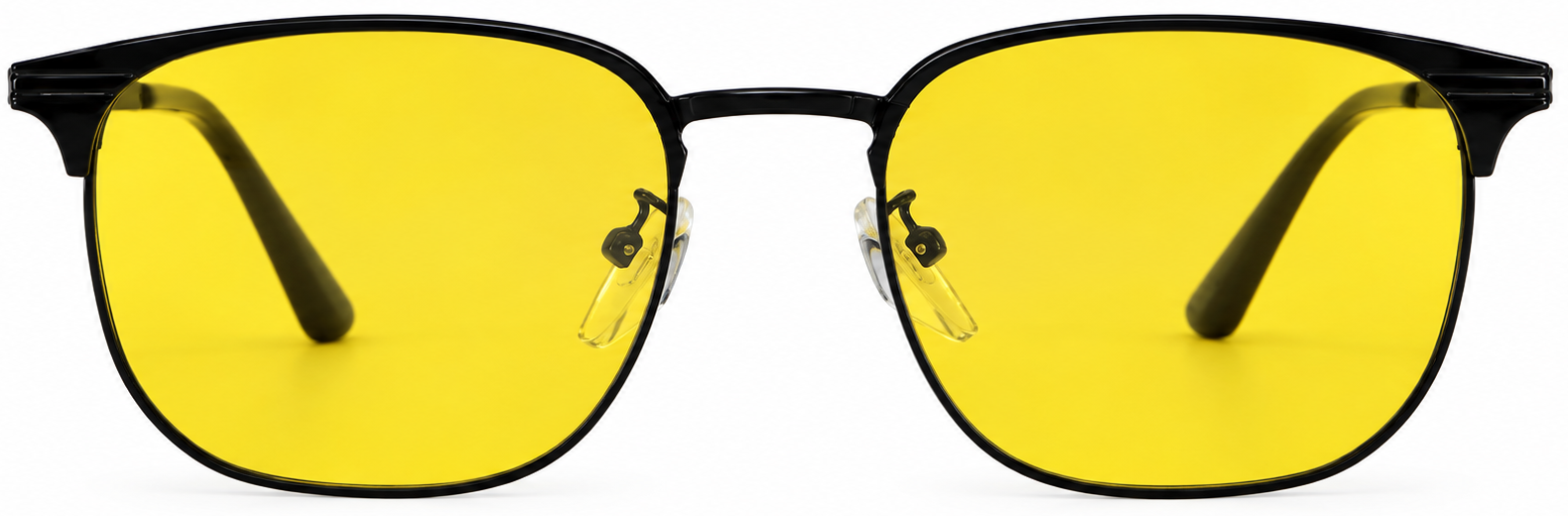 Symmetrical Yellow-Tinted Browline Glasses